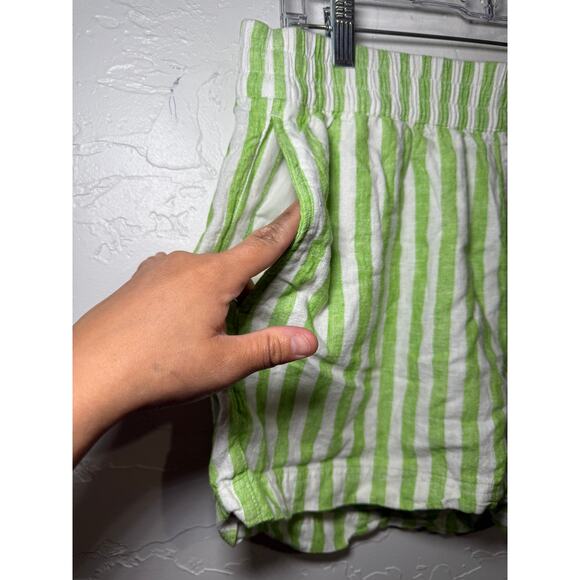 Old Navy striped linen‎ pocket pull on shorts womens large comfort coastal boho - Picture 2 of 9